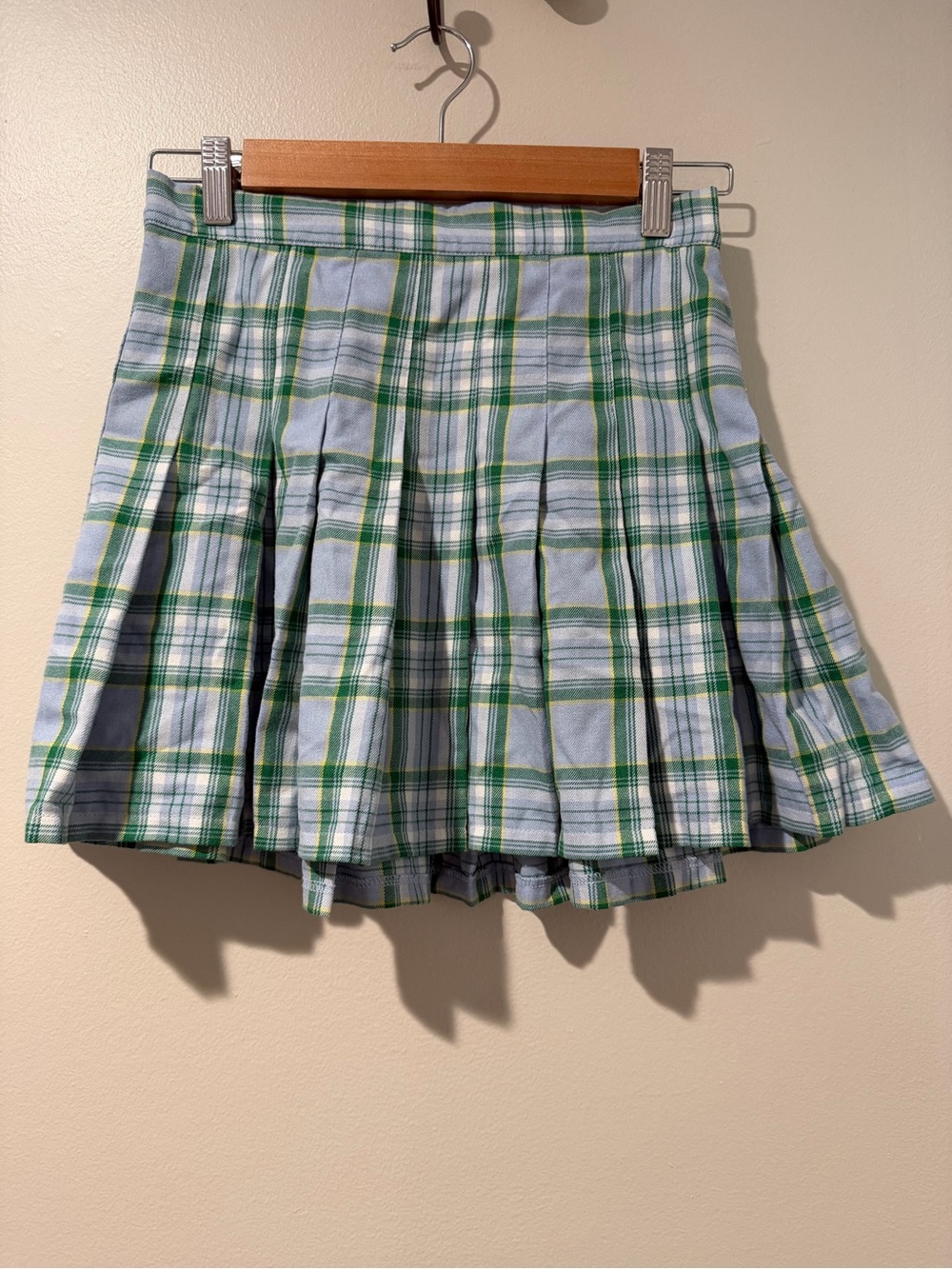 Aerie Green/Blue Plaid Mini Skirt